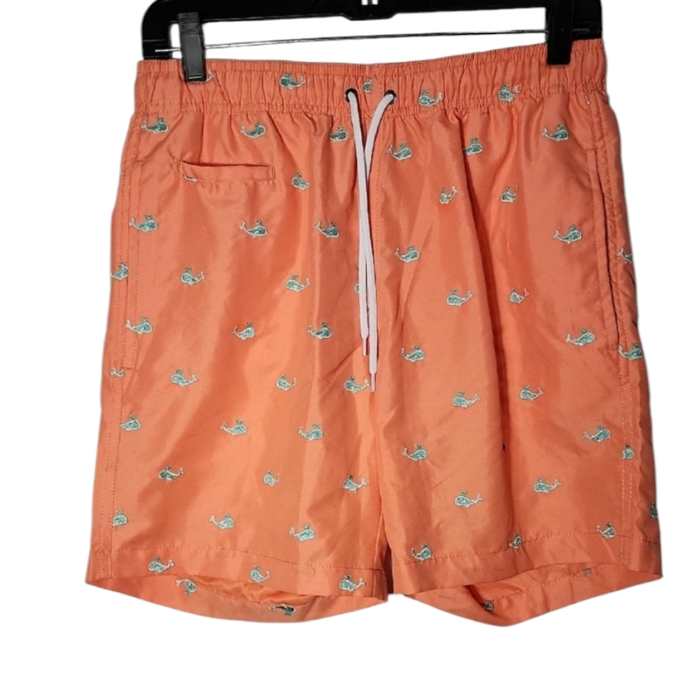 Surf Style‎ Men Swim Shorts Trunks Orange Color Embroidered Size S  NWT